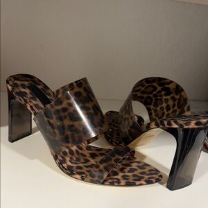 Zara Leopard Print Mules with Black Heel